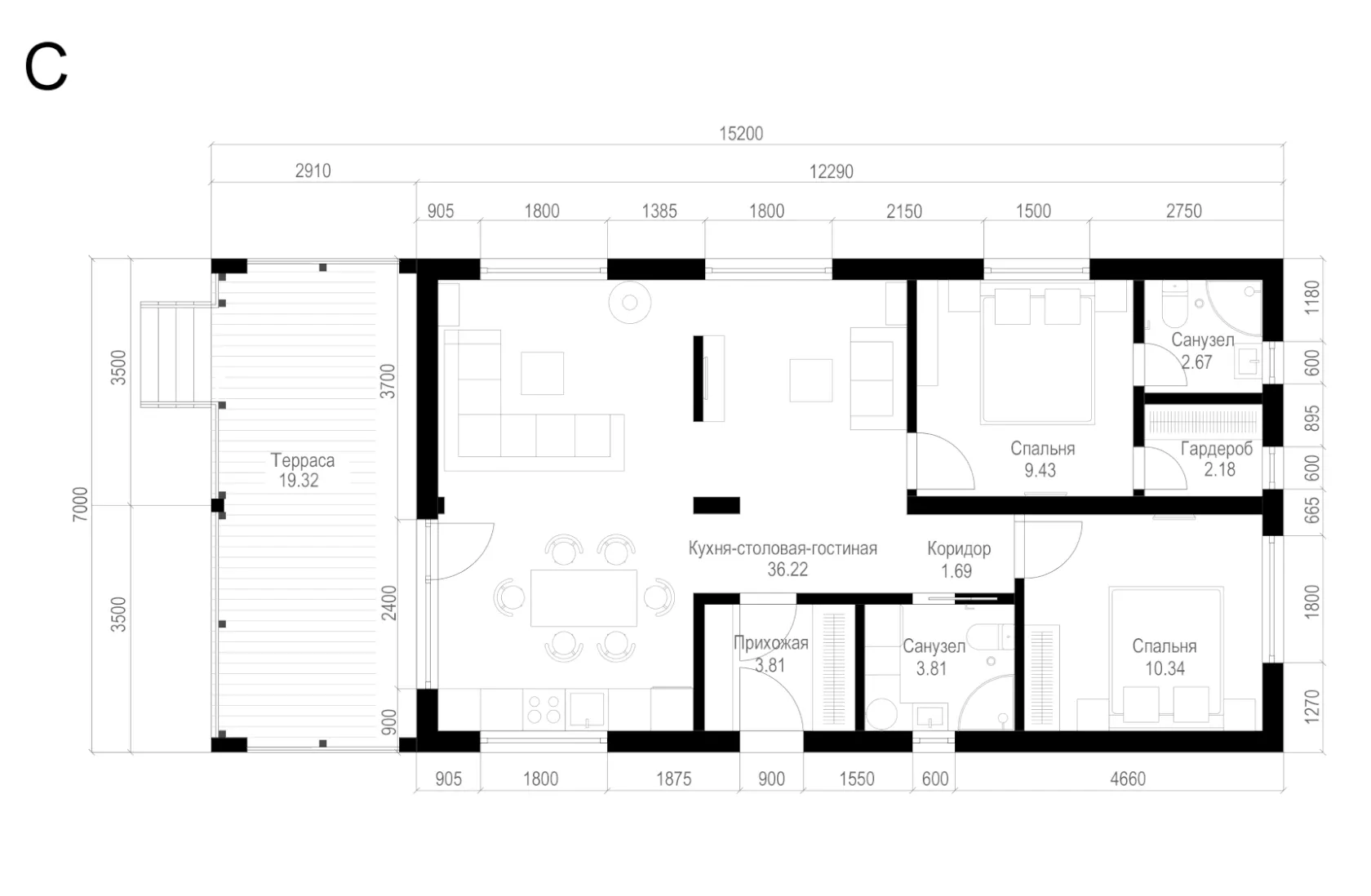Каркасные дома под ключ в стиле барнхаус C