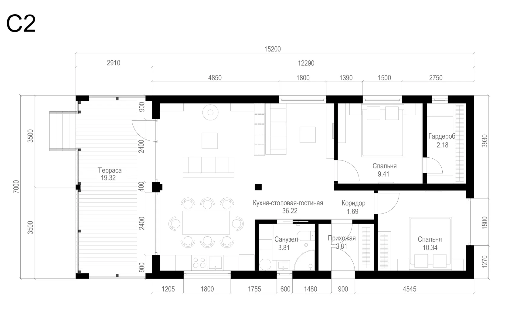 Проект дома C2: Строительные компании строят Барнхаус под ключ